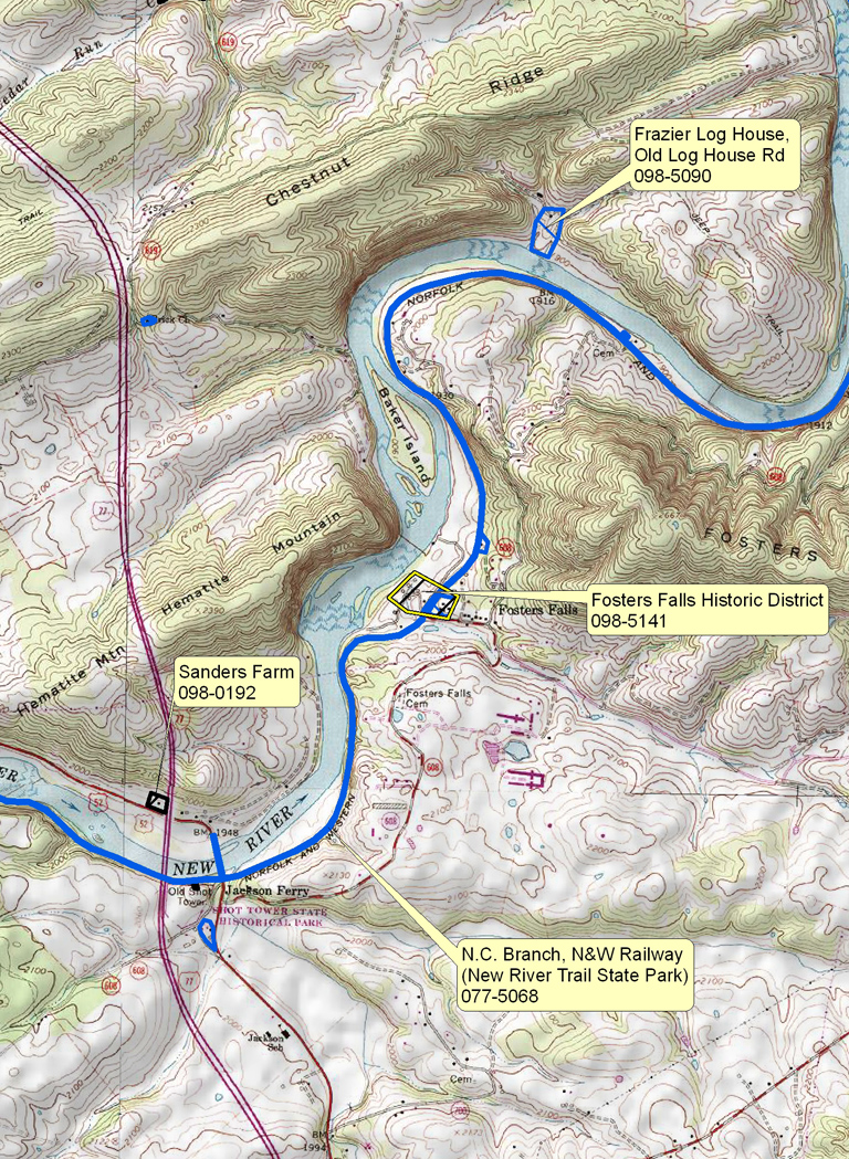 Topo map of Foster Falls