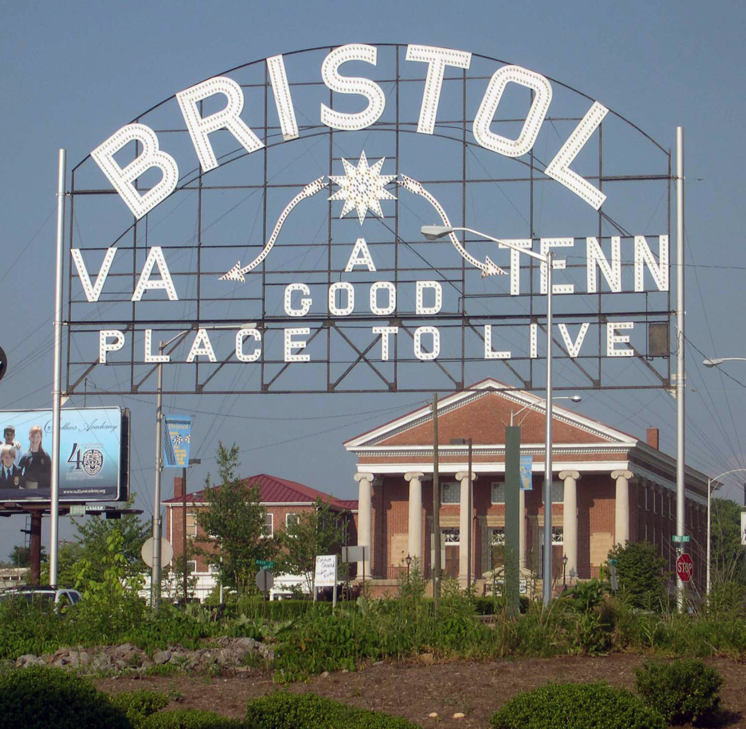 Bristol Virginia--Tennessee Slogan Sign