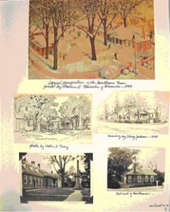 Image of the cover of the Gloucester County scrapbook with five drawings.