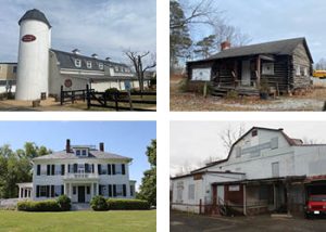 Four thumbnail images of buildings.