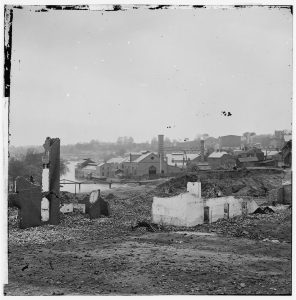 Tredegar Iron Works photographed among the ruins of Richmond in 1865 (Image courtesy of the Library of Congress).