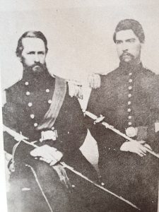 Colonel D.A. Weisiger on left with Lieutenant Leoferick Marks on the right. Both are wearing Virginia State Militia uniforms, 1860, image courtesy of William D. Henderson via Wikimedia Commons