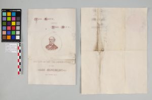 Sand letter and program reverse showing image of Lee. Image courtesy of the Department of Historic Resources