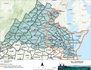 A map of the Chesapeake Bay watershed in Virginia