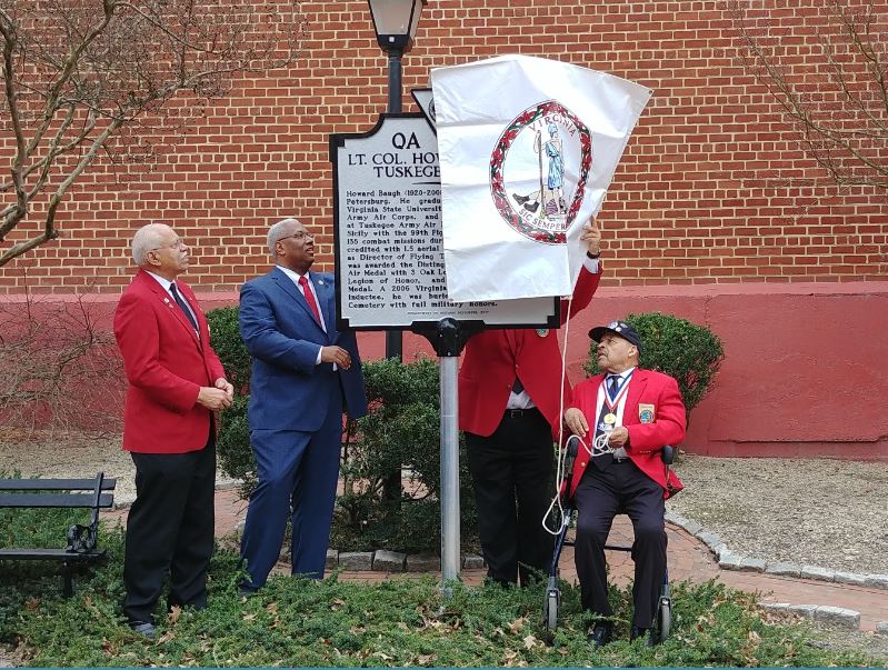 The unveiling of the Lt. Col. Howard Baugh, Tuskegee Airman marker in Petersburg.