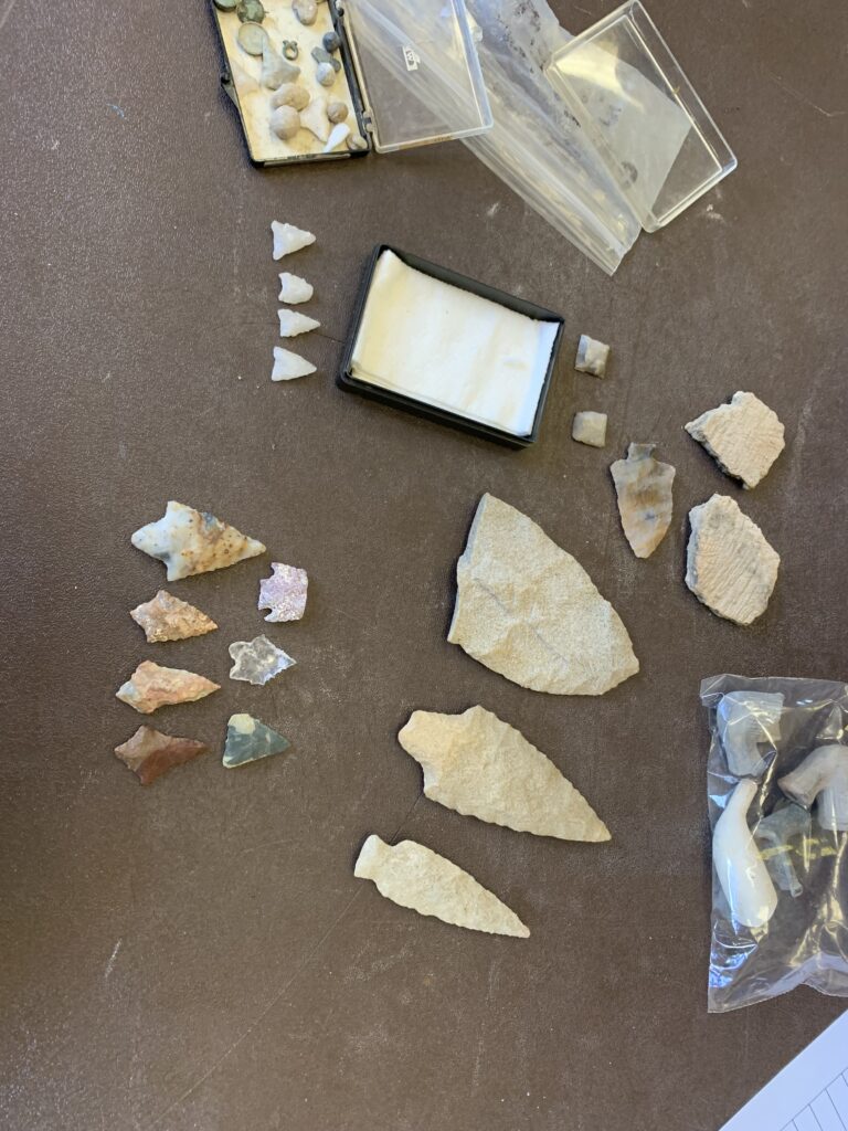 Native American arrowheads. 