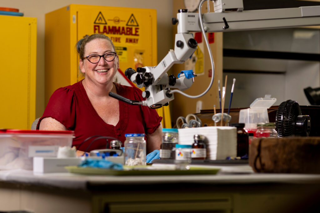 Kate Ridgway at DHR's conservation lab.