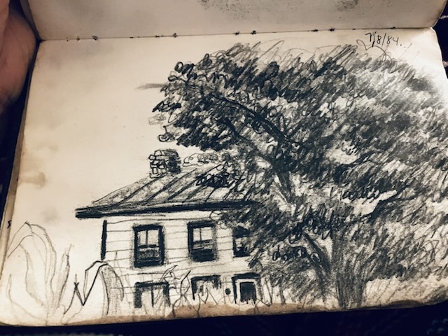 A drawing by Conan Paige of his family home, the Paige-Pollard House.
