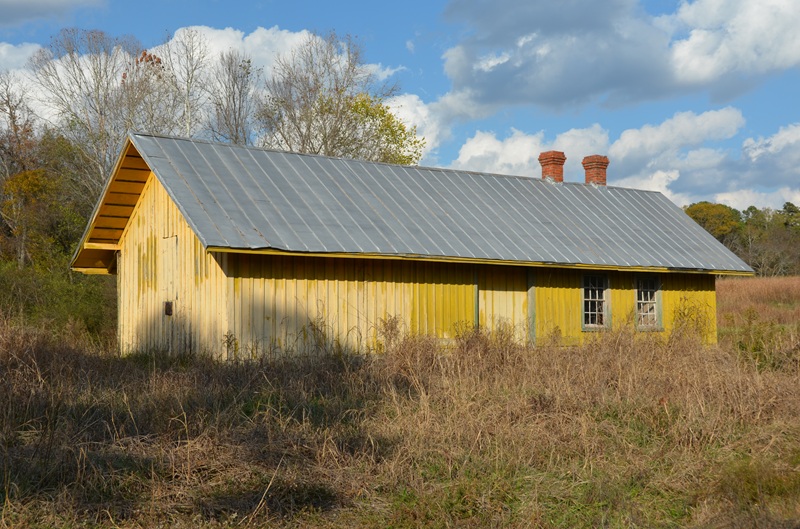 The former Antlers depot, which historically served a branch line transporting construction materials to John H. Kerr Dam