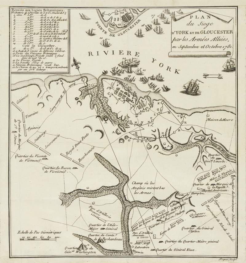 map drawing of the Yorktown battlefield