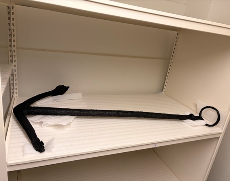 Iron anchor recovered from the Nansemond River at DHR
